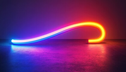 Fototapete - Abstract Neon Light Curve with Vibrant Red and Blue Colors Reflecting on a Shiny Surface Creates a Futuristic and Dynamic Atmosphere Against Dark Background
