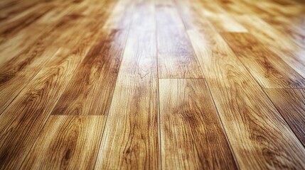 Poster - Close Up of Brown Wooden Floor with Wood Grain Texture Pattern Background Material Polished Surface and Natural Light