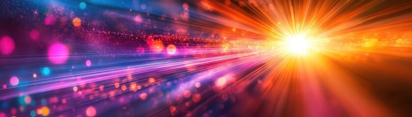 Poster - Energetic Light Streaks in Orange Blue and Pink Colors Abstract Background with a Futuristic Shine and Dynamic Motion Effect