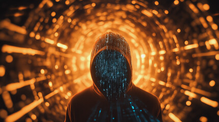 Hackers are planning to hack and attack Zeroday networks and cyber security systems in Smart digital city with Data center on cloud cyber security and Blue Binary Data Software Programming Code