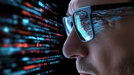 Cybersecurity Expert:  A Hacker's Intense Focus on Digital Code