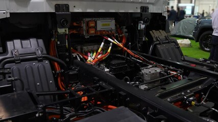Fototapete - Electric truck power inverter close up	