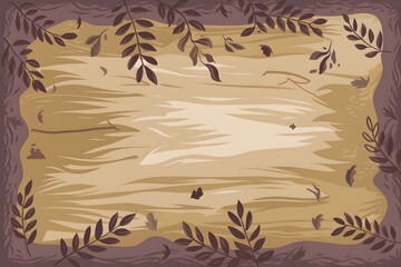 Aufkleber - Aged Parchment Texture Illustration, Brown Background With Creases. Scattered Leaves Add Natural Detail. An Old World Paper Surface Texture. Perfect For Vintage Projects.