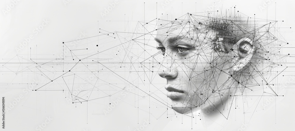 Futuristic ai facial recognition interface with biometric scanning and ...