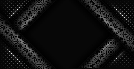 Wall Mural - elegant graphic design abstract dark gray geometric lines pattern on black background