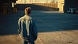 © Amirrosely - Person in Oversized Denim Jacket and Baggy Jeans in Urban Lot