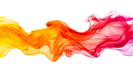 Canvas Print - Colorful flowing ink swirling in water, yellow red gradient , cut out transparent