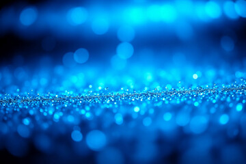 Wall Mural - sparkling blue glitter scatters across a dark surface, creating a mesmerizing bokeh effect. the brig