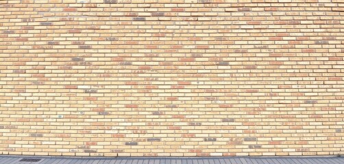 Wall Mural - Wide panoramic view of a beige brick wall texture, apartment, grunge