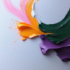 Poster - Colorful Paint Brushstrokes On Textured Gray Canvas Abstract Artistic Composition Of Colors And Textures
