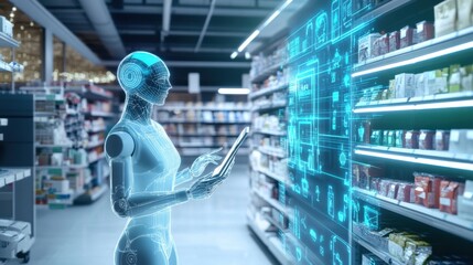 Wall Mural - an ai powered system enhancing e commerce by analyzing customer behavior, ai-assisted product recomm