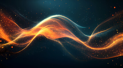 Wall Mural - abstract glowing wave of light and sparks creating a magical and dynamic energy flow on a dark backg