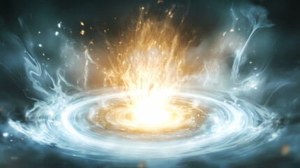 Wall Mural - shimmering silver aura surrounding a glowing object, light, glow. otherworldly aura. illustration