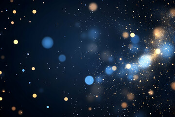 Sparkly lights Gold and blue bokeh effect over a dark blue background