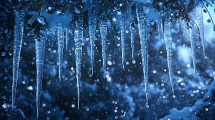 Wall Mural - icicles clinging to a brink offer a lovely vista of sparkling poise as they echo light. shimmering e