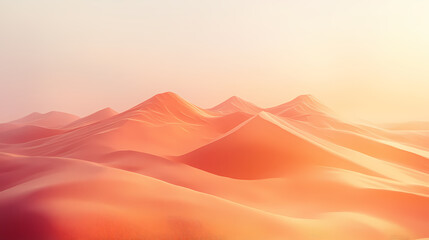 Wall Mural - floating desert mirage glowing in gradient light, shifting from burnt orange to pale silver, surreal