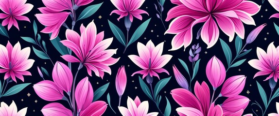 Magenta flax petals vector pattern abstract design illustration background