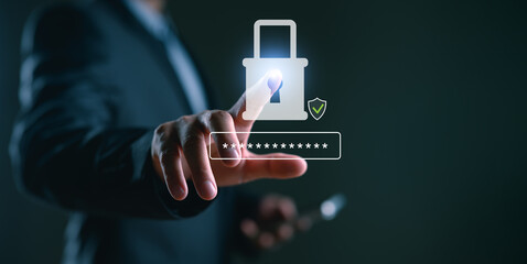 Wall Mural - concept of cyber security, secure access to user's personal information, information security and en