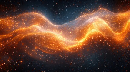 Wall Mural - abstract space-like nebula with glowing particles and fluid shapes