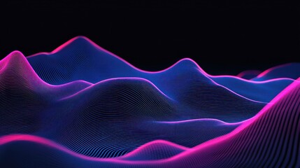 Wall Mural - ascending neon pink and blue lines form an abstract background, perfect for futuristic, high-tech vi