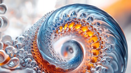 Wall Mural - curved blue and orange glass spiral creates a captivating 3d abstract design for creative visuals.