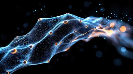 Aufkleber - A blue and orange line with many small dots