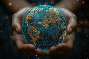 Poster - A person is holding a globe in their hands