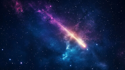 Wall Mural - celestial voyage: a vibrant illustration of a celestial body streaking across a mesmerizing star fie