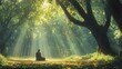 © Murda - Meditating person basks in sunlit forest calm