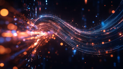 Canvas Print - dynamic data stream: an abstract, captivating visualization of digital data flowing, featuring lumin