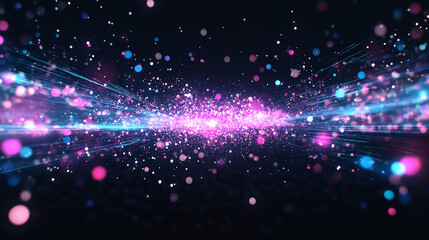 Wall Mural - cosmic spark: a mesmerizing digital artwork explodes with luminous energy, showcasing a vibrant danc
