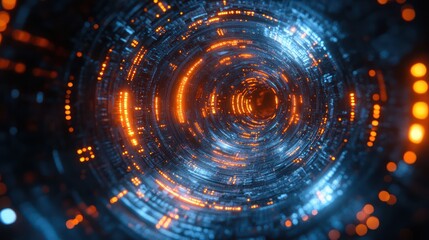 Wall Mural - glowing ring patterns creating a futuristic tech-inspired abstract design