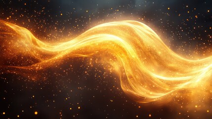 Wall Mural - golden light streaks forming elegant flowing patterns over a dark background