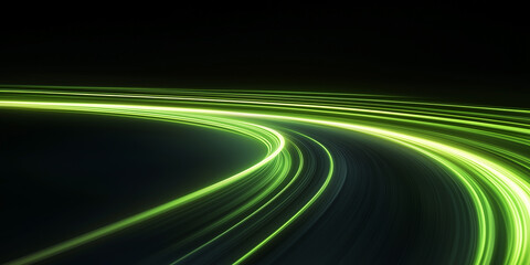 Wall Mural - green gradient speed light motion blur effect on black background,blank green speed glowing lines fo