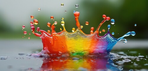 Wall Mural - joyful splash effects with playful rainbow tones and abstract accents.