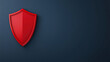 © pattozher - Red Shield of Protection: A bold red shield emblem, a symbol of security, prominently displayed against a textured backdrop, representing protection, safety and digital defense.