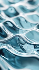 Wall Mural - minimalist wavy design in icy blue and silver tones for a clean modern look