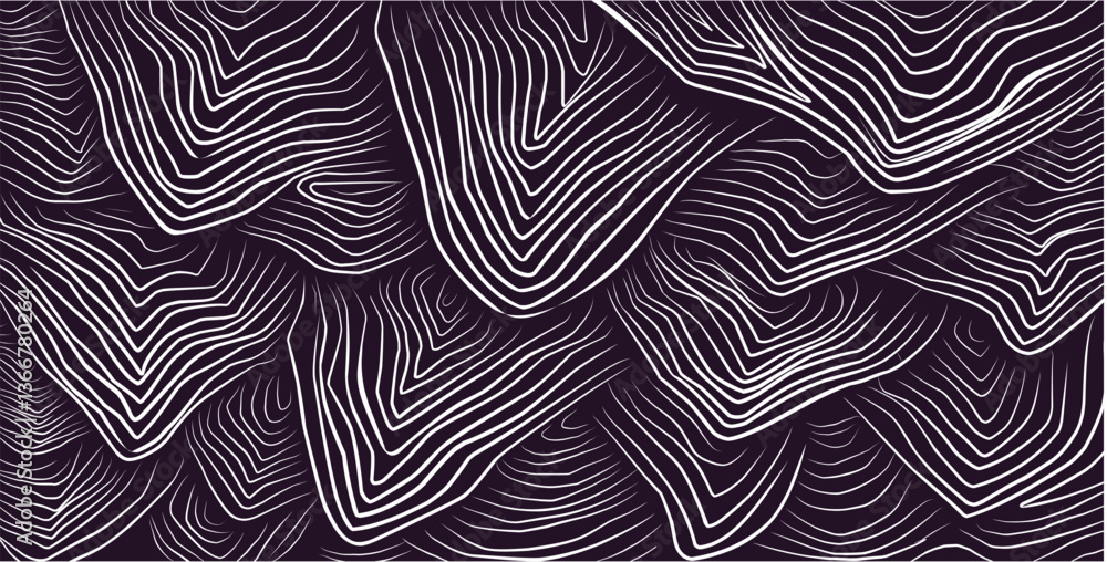 3d effect waves purple line on black background