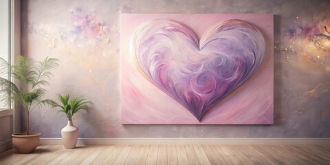 Wall Mural - Serene Interior Decor Featuring Abstract Heart Canvas Art
