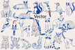 © Pony 3000 - cat Cute and funny cat illustrations Cat Illustration set Handmade scribbles doodle