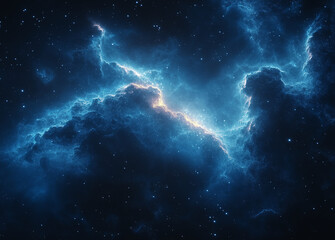 realistic starry sky with galaxies and nebulae in blue and purple tones