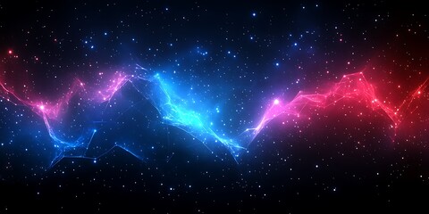 abstract cosmic nebula with blue and red glowing energy.