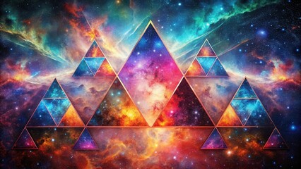 Wall Mural - cosmic geometry a kaleidoscope of celestial triangles adorning the vast expanse of a nebula