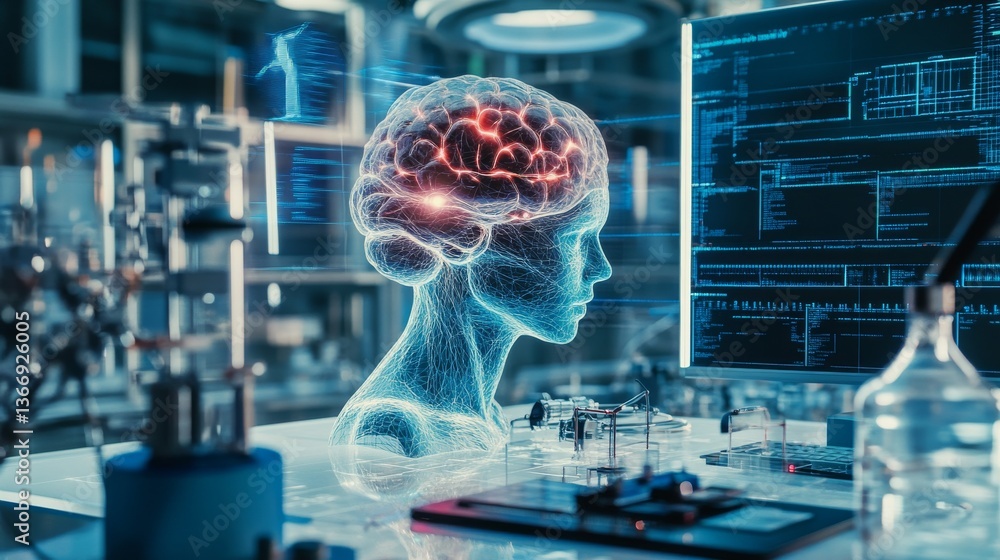 Foto de Stock Tech researcher utilizing AI to enhance cybersecurity ...