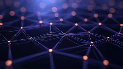 Wall Mural - networking abstract digital web with glowing nodes representing a global network connection.
