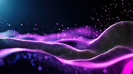 Wall Mural - particle abstract wave of glowing particles symbolizing next gen computational technology.