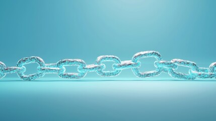 Wall Mural - Link Infographic style glowing blue digital links forming a secure network.