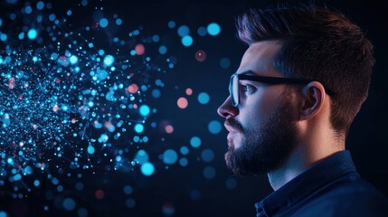 Wall Mural - coding software engineer focused on coding at a workstation with futuristic digital interface elemen