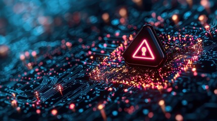 Wall Mural - privacy cybersecurity concept with a warning alert on a high tech computer screen.