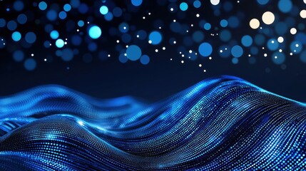 Wall Mural - Cyberspace Abstract blue matrix of data streams forming a futuristic digital environment.